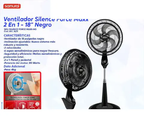 Ventilador Silence Force Maxx 2 En 1 - 18" Negro