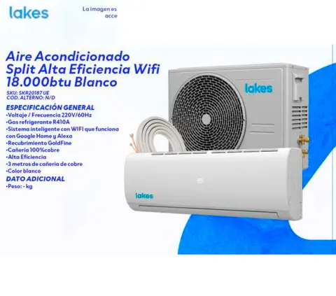 Aire Acondicionado Split Alta Eficiencia Wifi 18.000btu Blanco