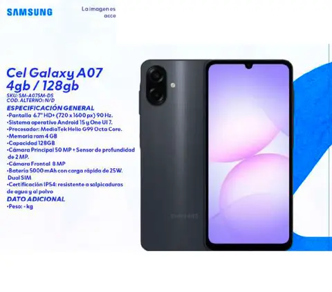 Cel Galaxy A07 4gb / 128gb