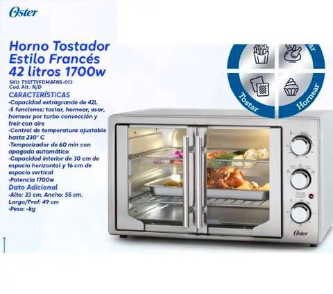 Horno Tostador Estilo Francés 42 litros 1700w