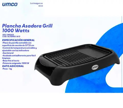 Plancha Asadora Grill 1000 Watts