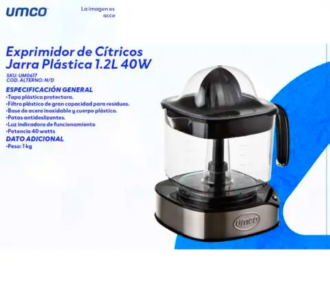 Exprimidor de Cítricos Jarra Plástica 1.2L 40W