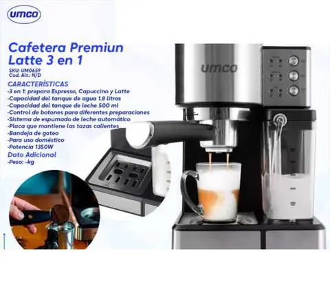 Cafetera Premiun Latte 3 en 1