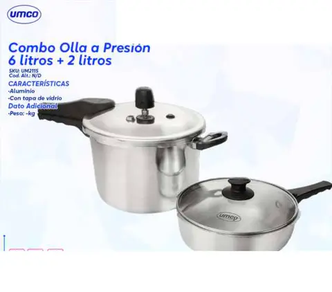Combo Olla a Presión 6 litros + 2 litros