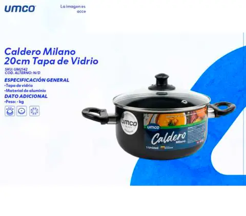 Caldero Milano 20cm Tapa de Vidrio