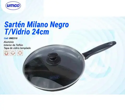 Sartén Milano Negro T/Vidrio 24cm