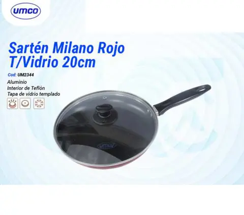 Sartén Milano Rojo T/Vidrio 20cm