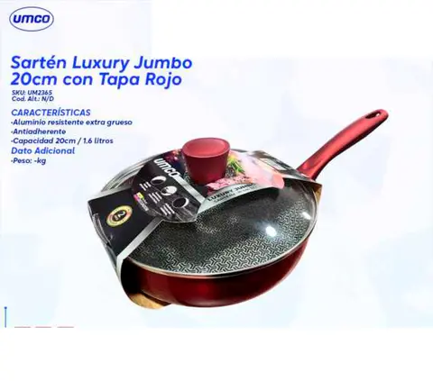 Sartén Luxury Jumbo 20cm con Tapa Rojo