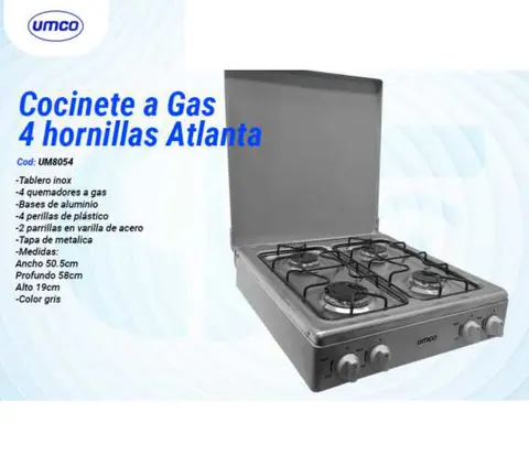 Cocinete a Gas 4 hornillas Atlanta (UMCO UM8054)