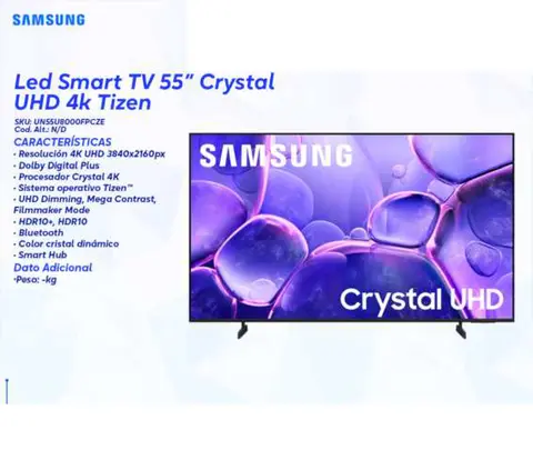 Led Smart TV 55" Crystal UHD 4K Tizen (Samsung UNS5U8000FPCZE)