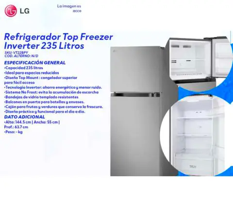 Refrigerador Top Freezer Inverter 235 Litros