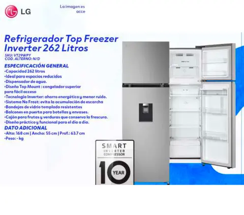 Refrigerador Top Freezer Inverter 262 Litros