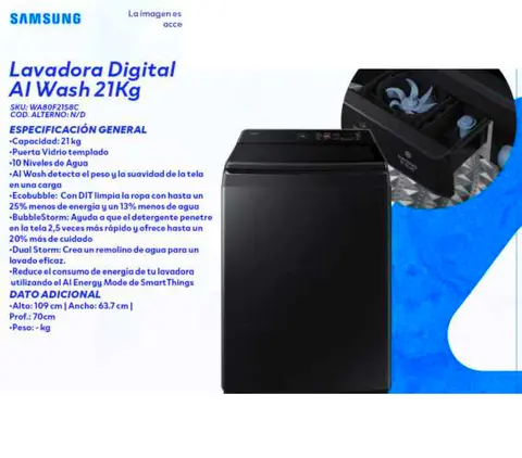 Lavadora Digital Al Wash 21Kg