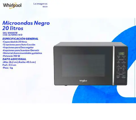 Microondas Negro 20 litros