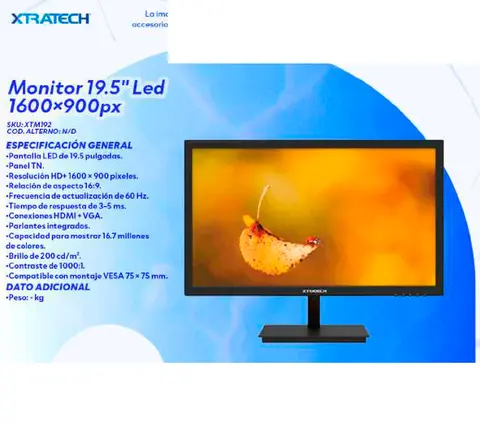 Monitor 19.5" Led 1600x900px