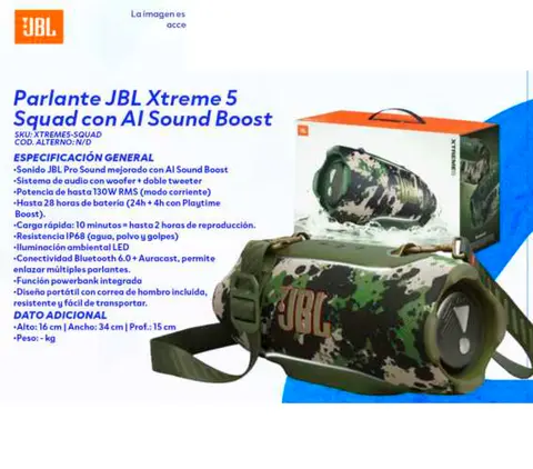 Parlante JBL Xtreme 5 Squad con Al Sound Boost
