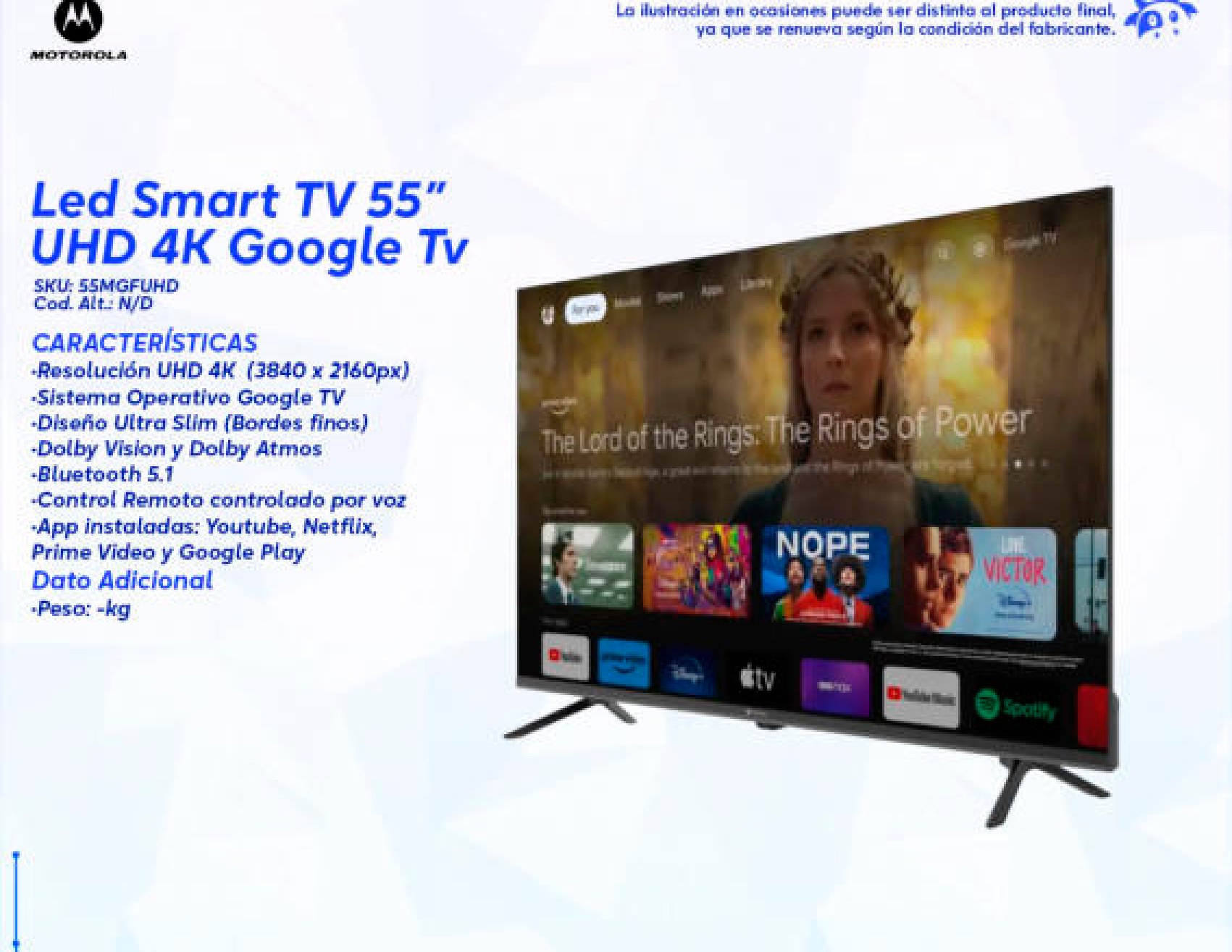 Led Smart TV 55" AiPQ UHD 4K Google TV (TCL 55P6K)