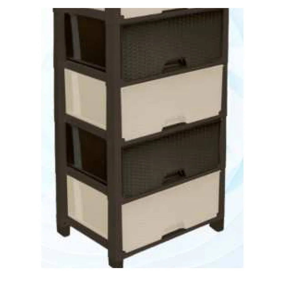 Cajonera Ratán Glamour Clip 5p Café/Beige