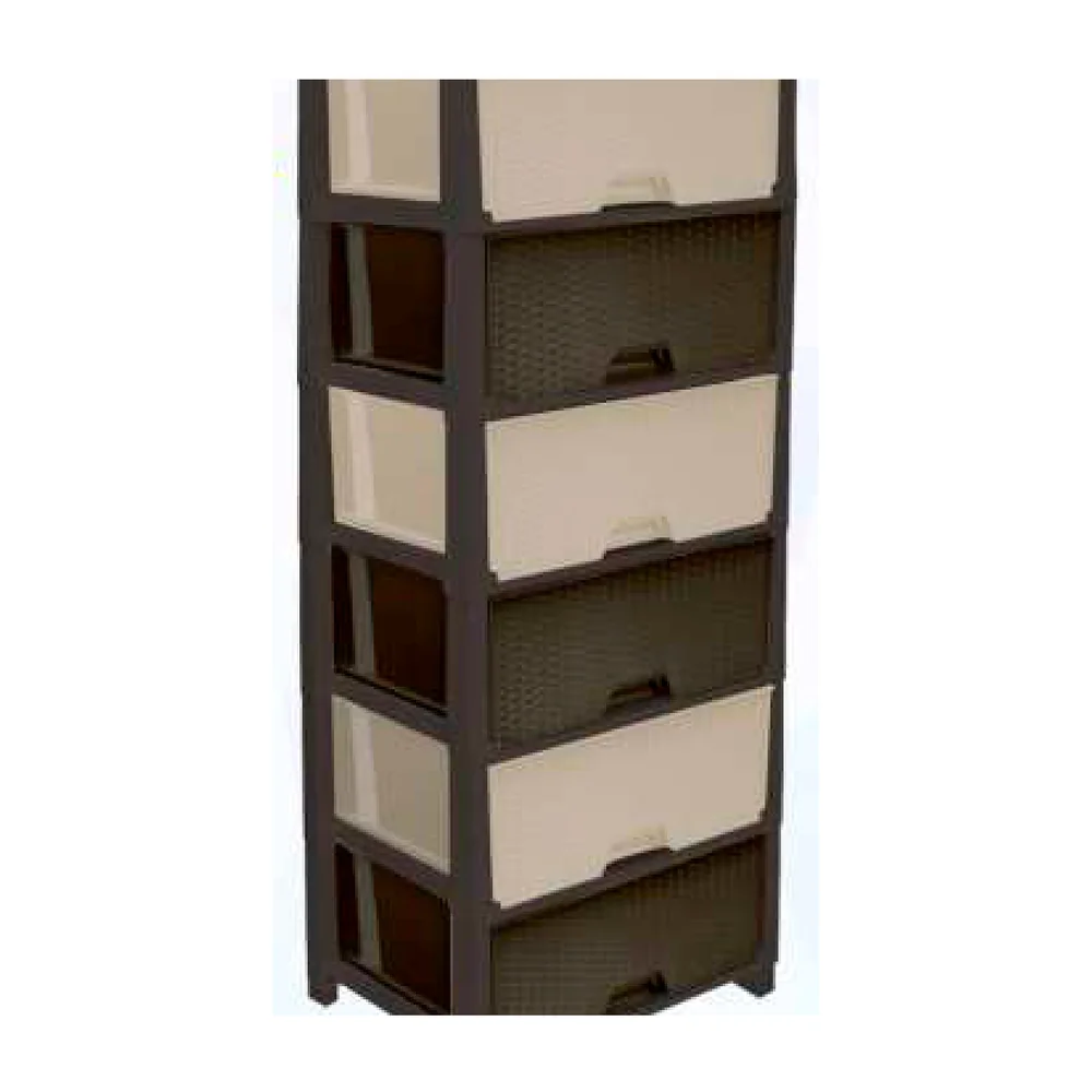 Cajonera Ratán Glamor Clip 6p Café/Beige