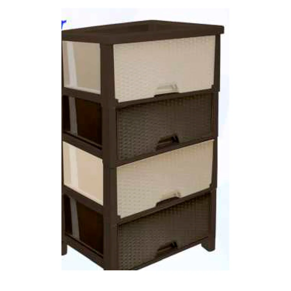 Cajonera Ratán Glamour Clip 4p Café/Beige (Casa Pica 9000005099)