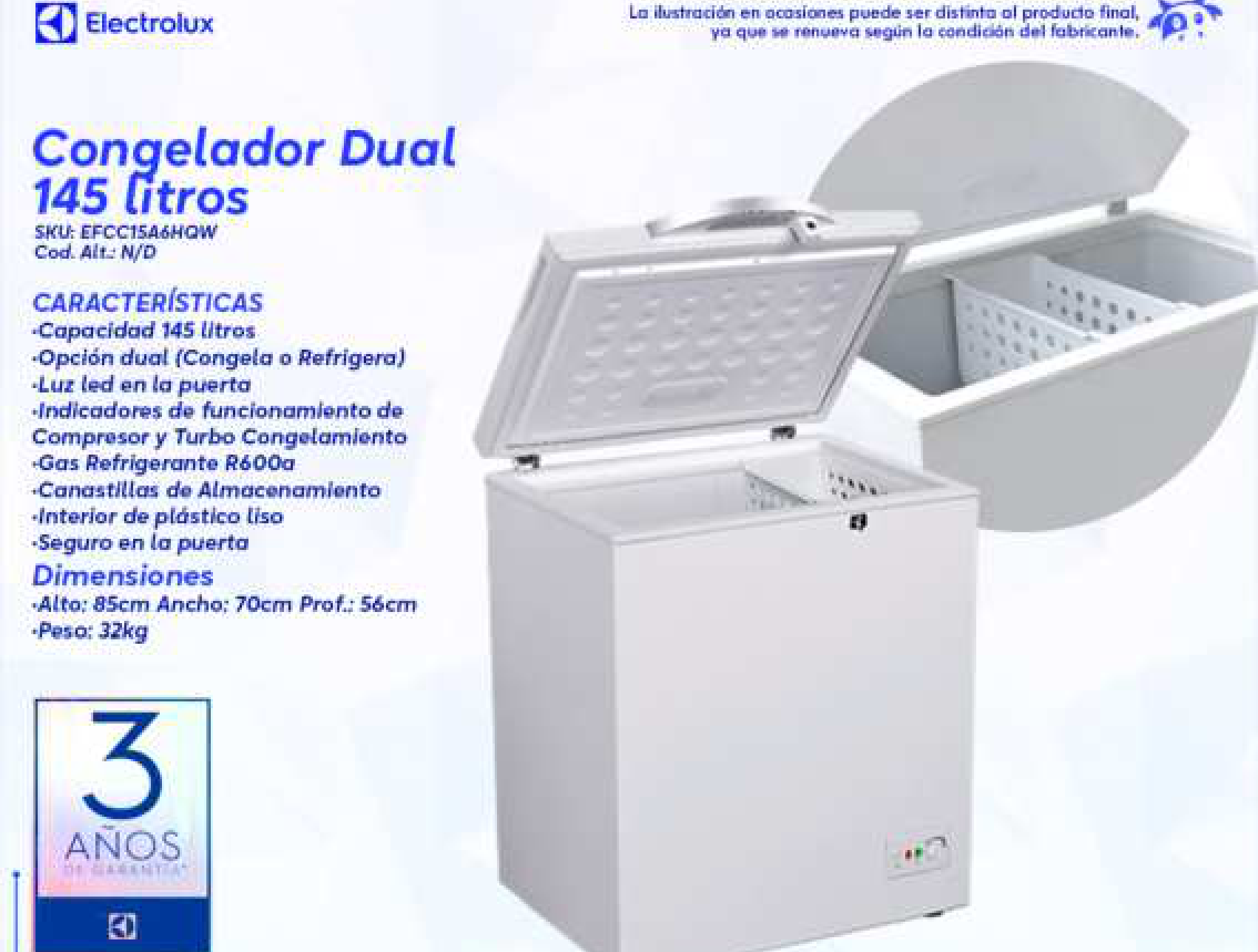 Congelador Dual 145 litros (Electrolux)