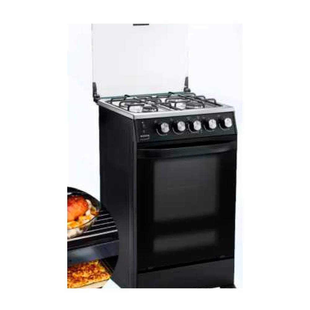 Cocina a Gas 21" 4 Quemadores + Grill (Ecoline LUCIANA C-T-NEGRO MATE)