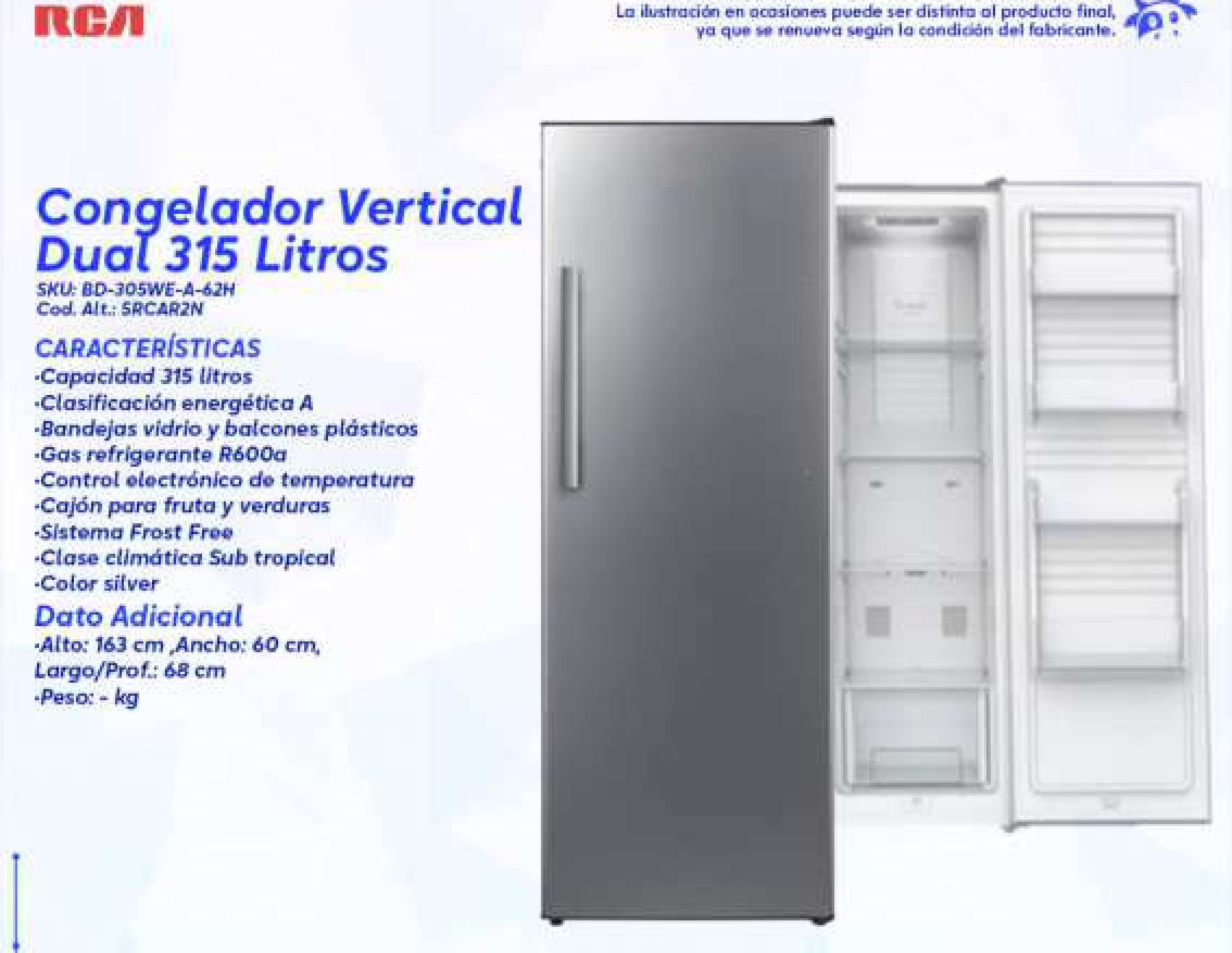 Congelador Vertical Dual 315 Litros