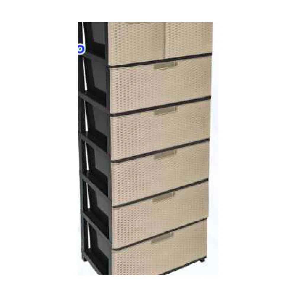 Cajonera Dúo Ratán 6P Café/Beige
