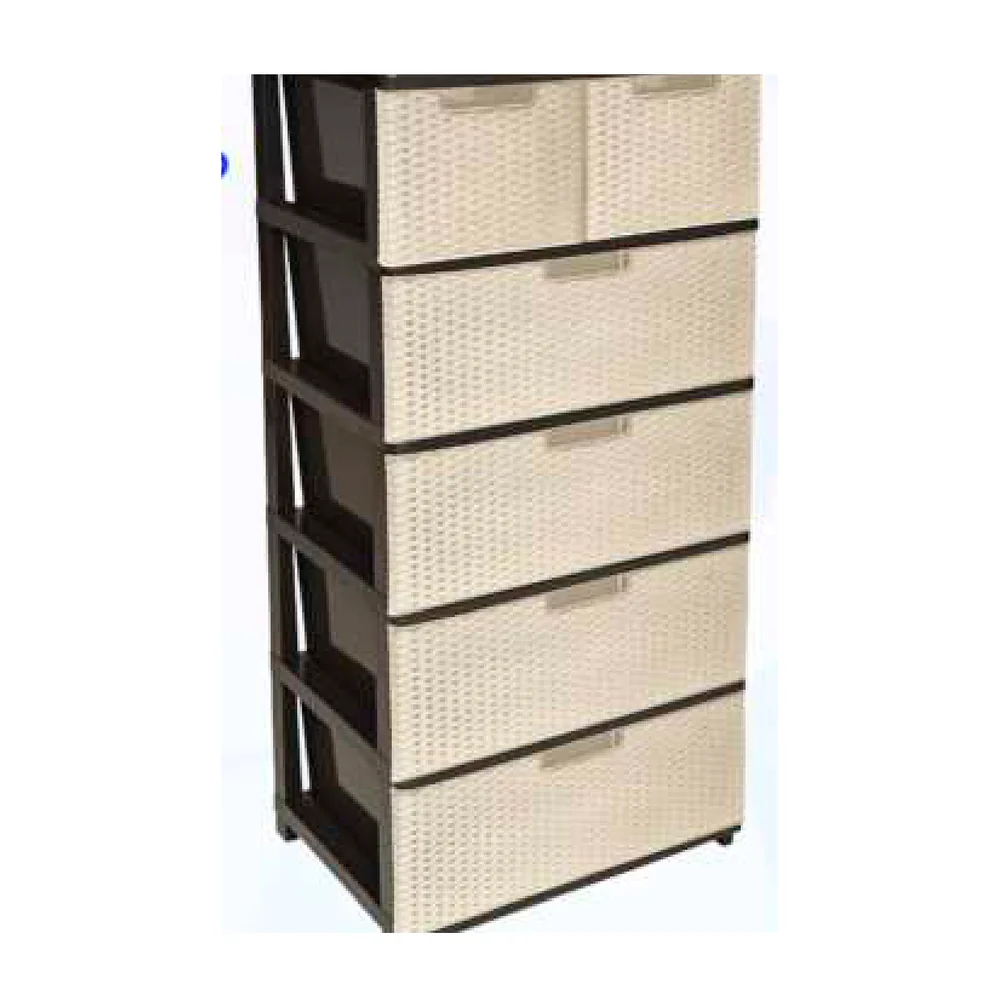 Cajonera Suprema Dúo Ratán 5P Café/Beige