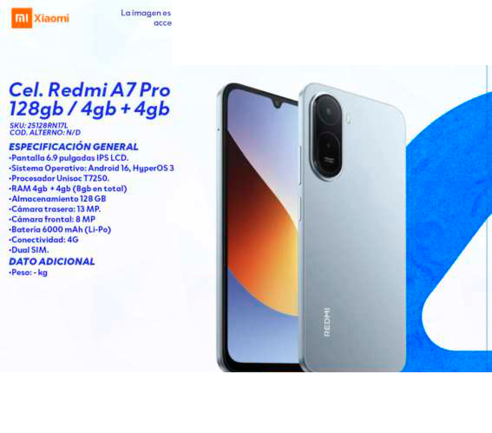 Cel. Redmi A7 Pro 128gb / 4gb + 4gb