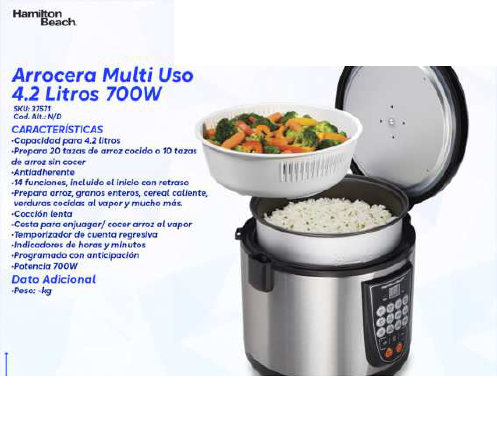 Arrocera Multi Uso 4.2 Litros 700W