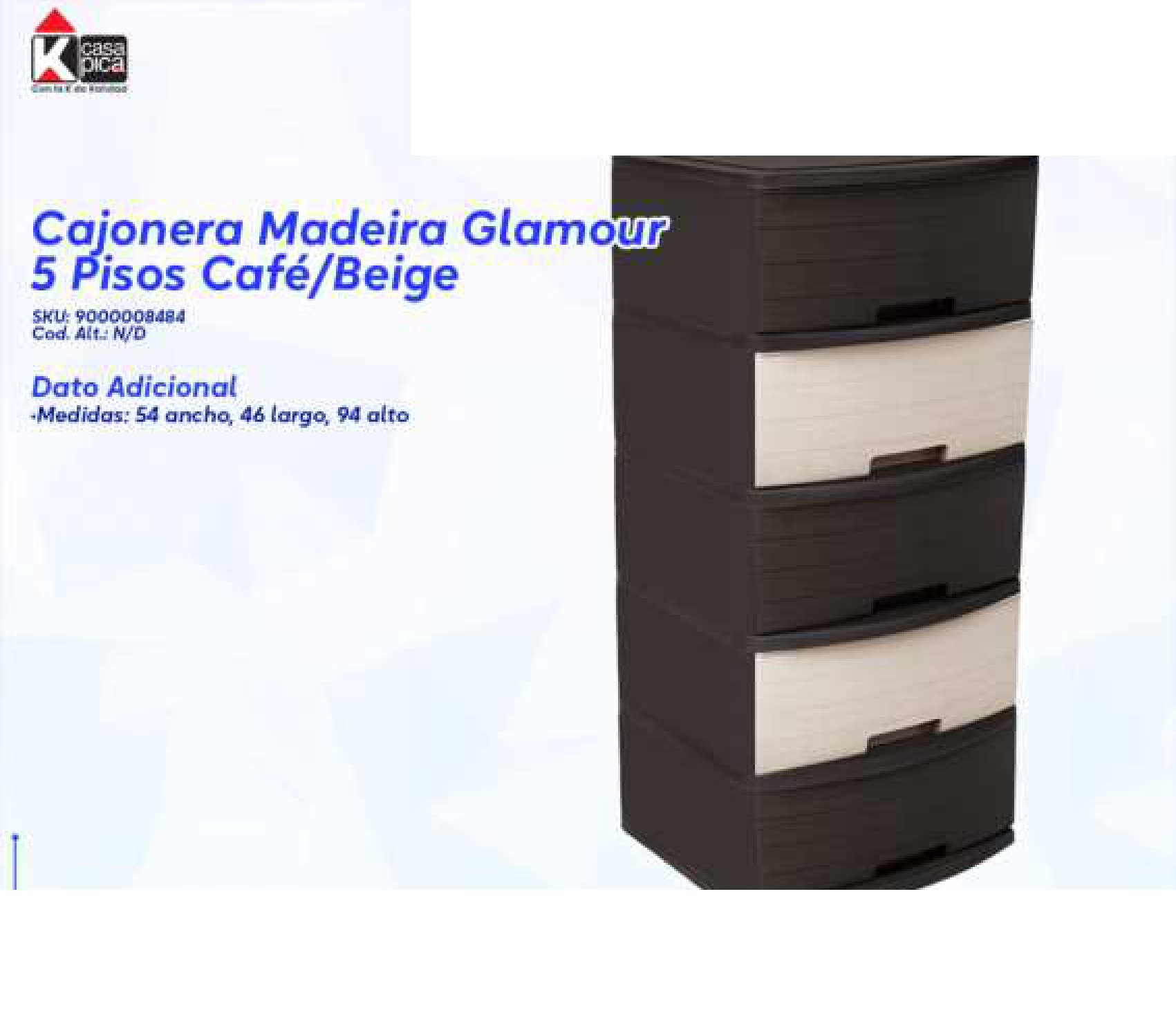 Cajonera Madeira Glamour 5 Pisos Café/Beige