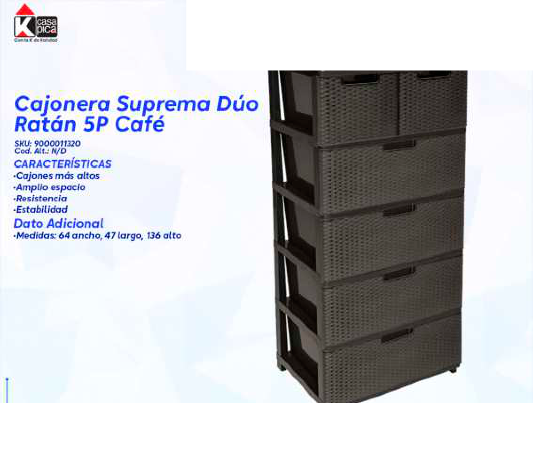Cajonera Suprema Dúo Ratán 5P Café