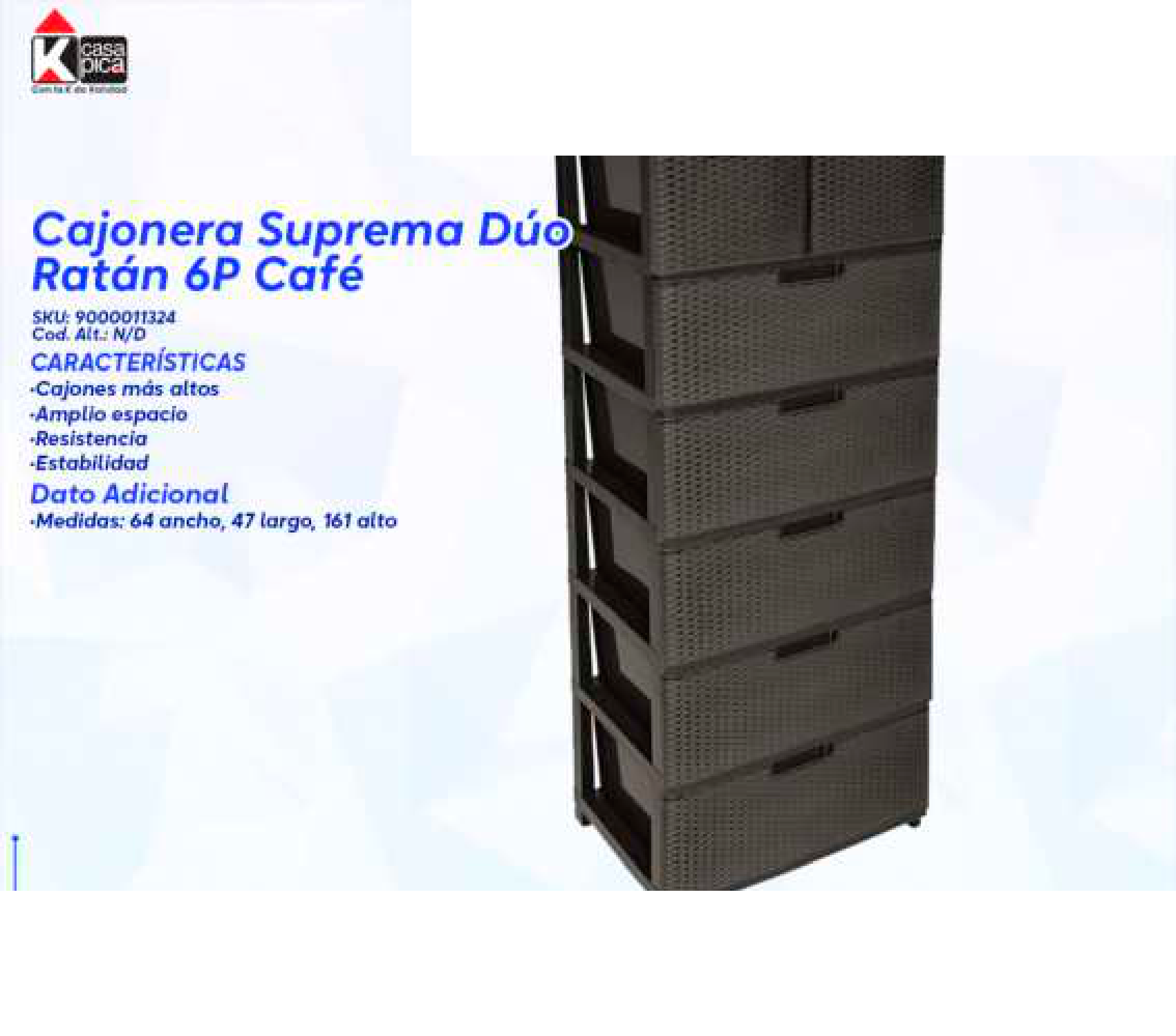 Cajonera Suprema Dúo Ratán 6P Café