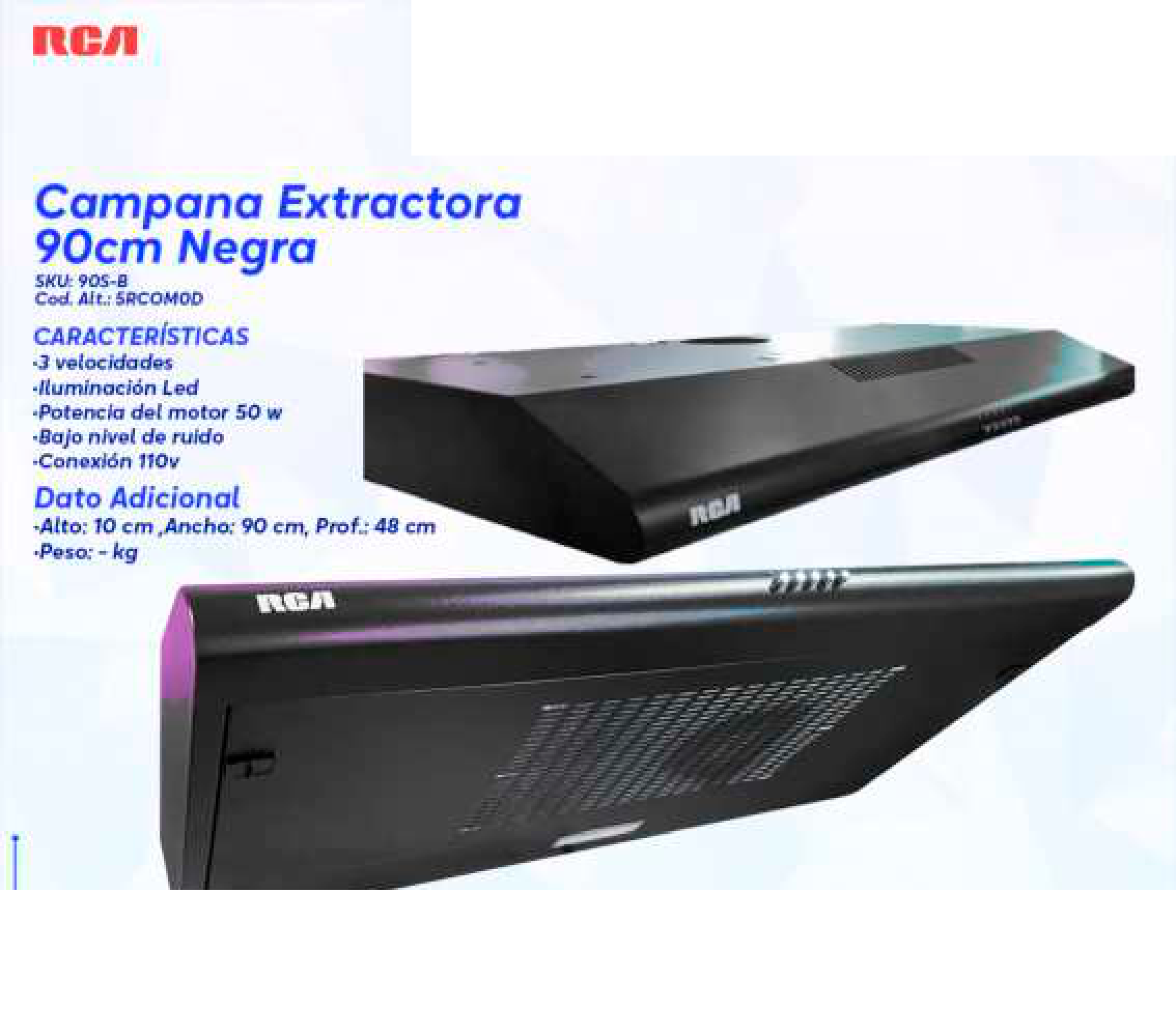 Campana Extractora 90cm Negra