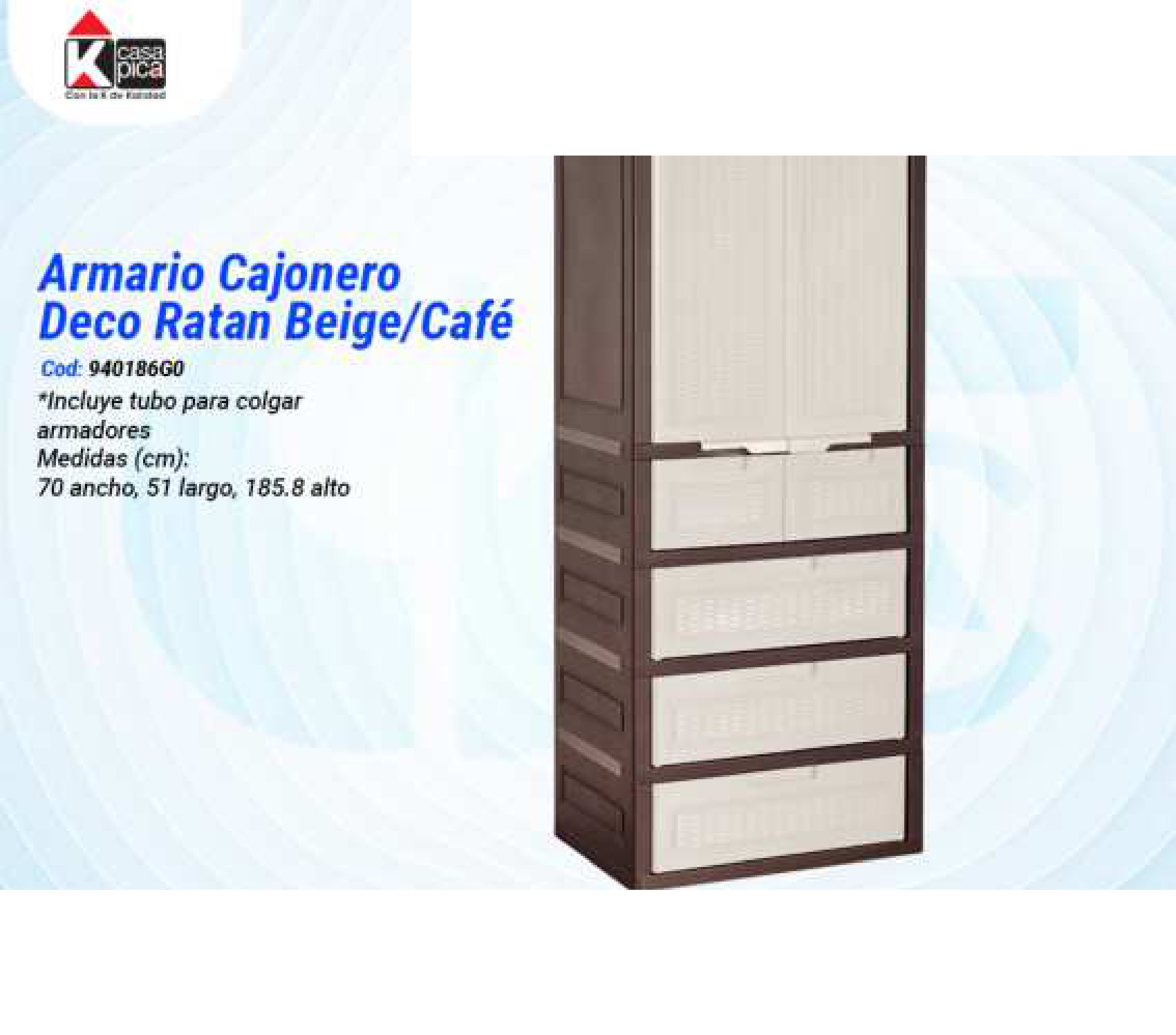 Armario Cajonero Deco Ratan Beige/Café