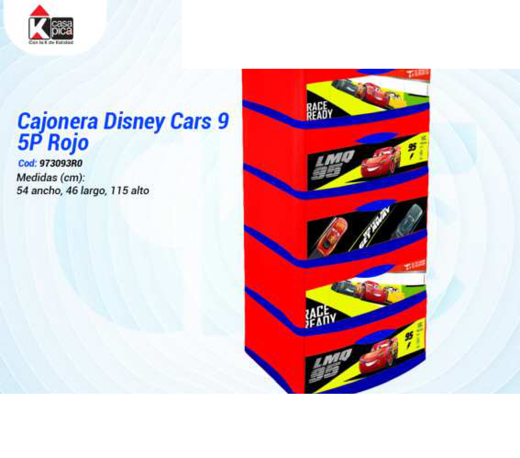 Cajonera Disney Cars 9 5P Rojo