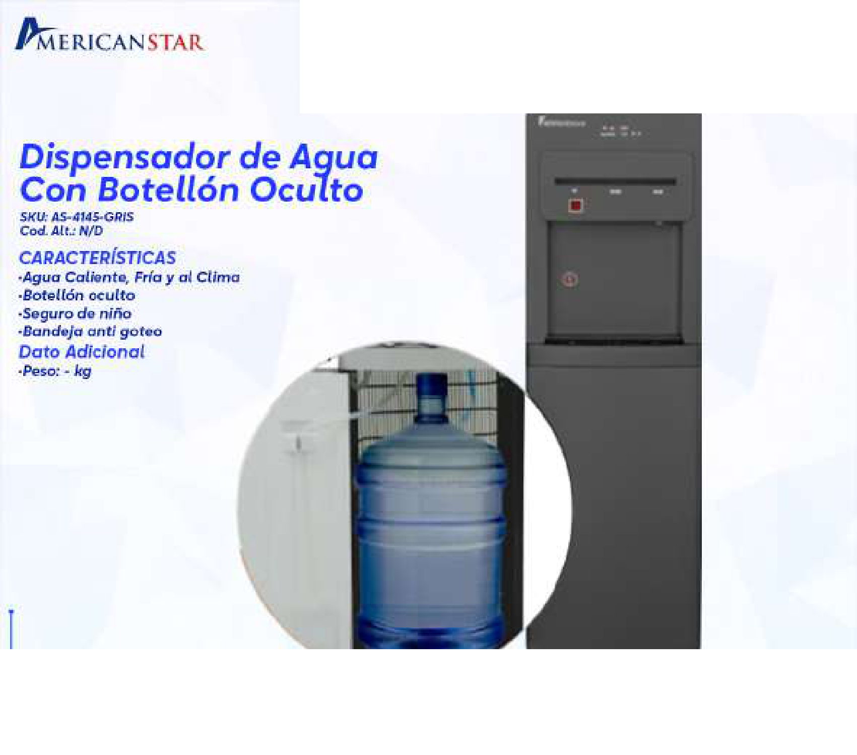 Dispensador de Agua Con Botellón Oculto