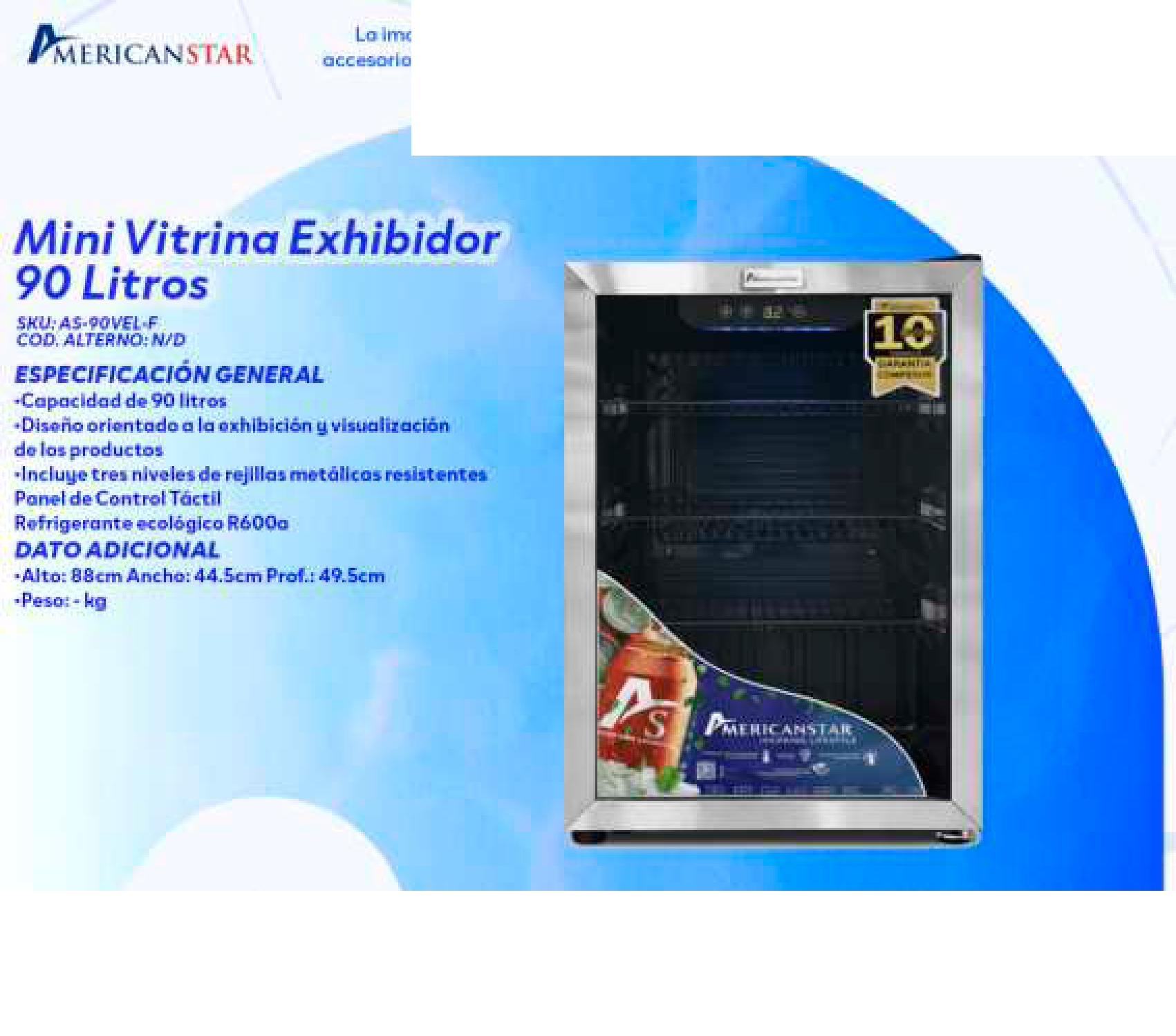 Mini Vitrina Exhibidor 90 Litros