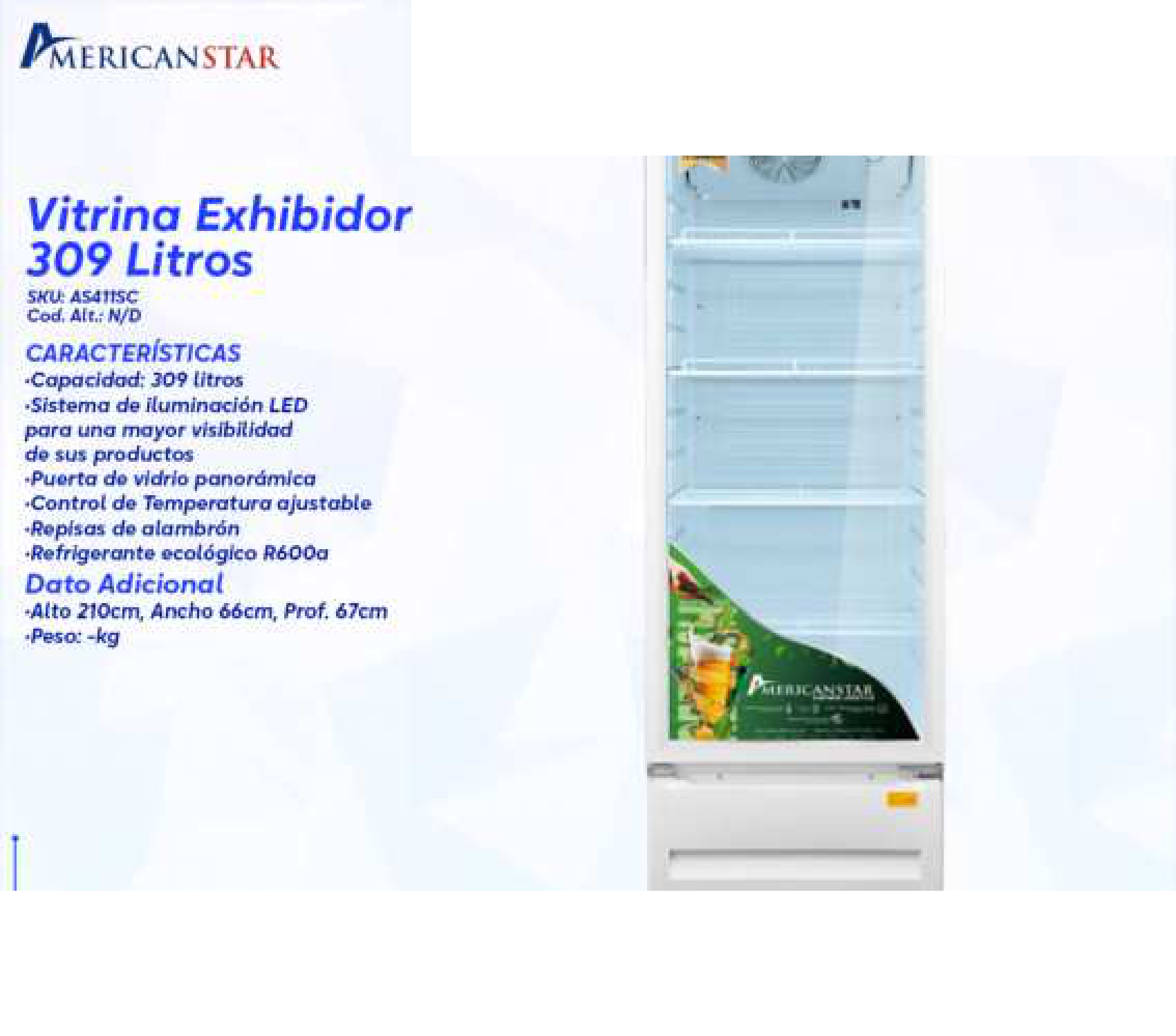 Vitrina Exhibidor 309 Litros
