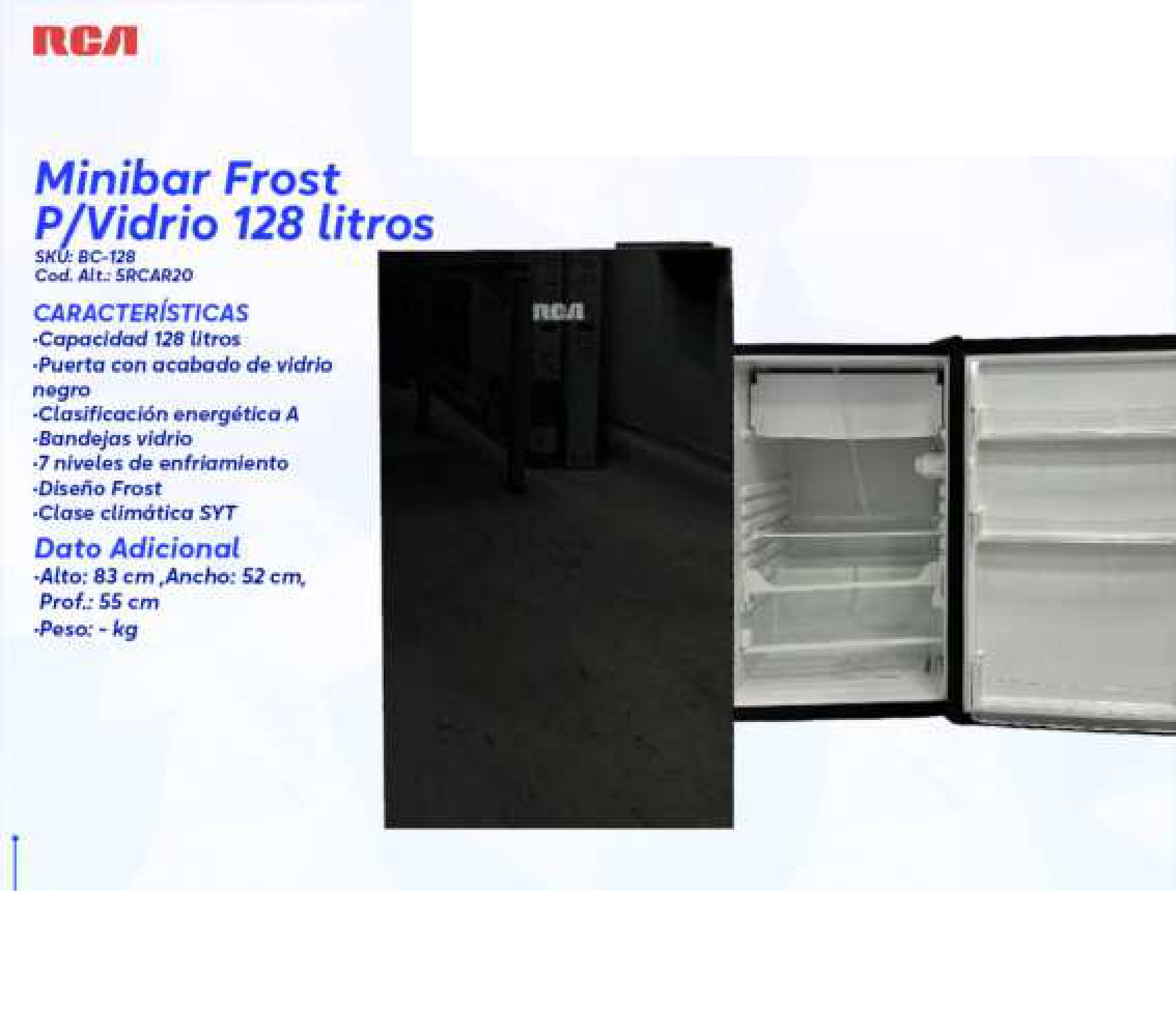 Minibar Frost P/Vidrio 128 litros