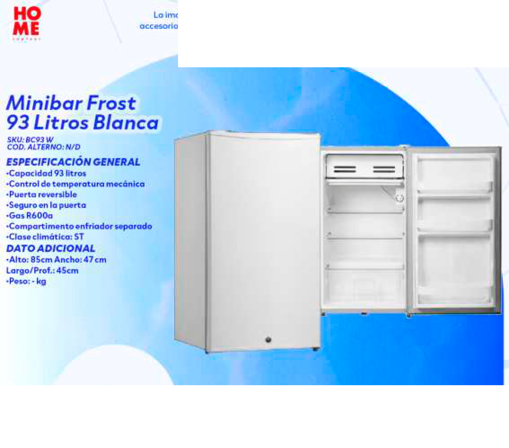 Minibar Frost 93 Litros Blanca