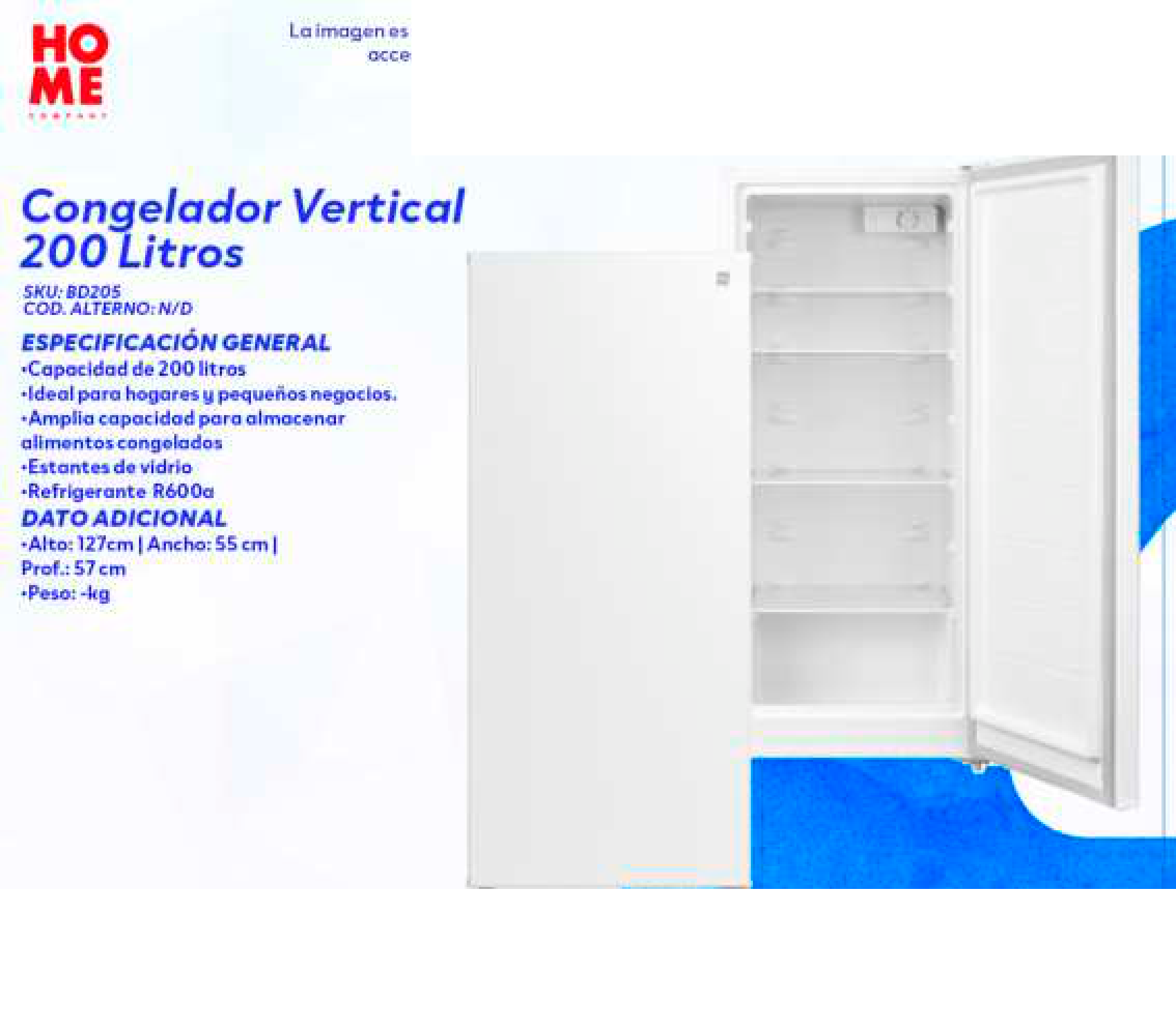 Congelador Vertical 200 Litros