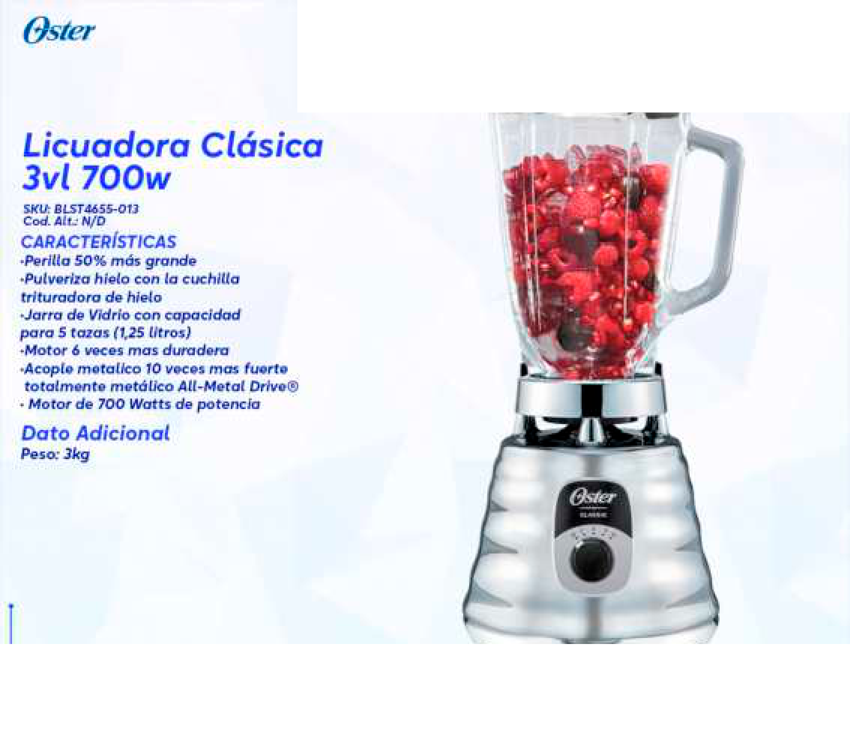 Licuadora Clásica 3vl 700w