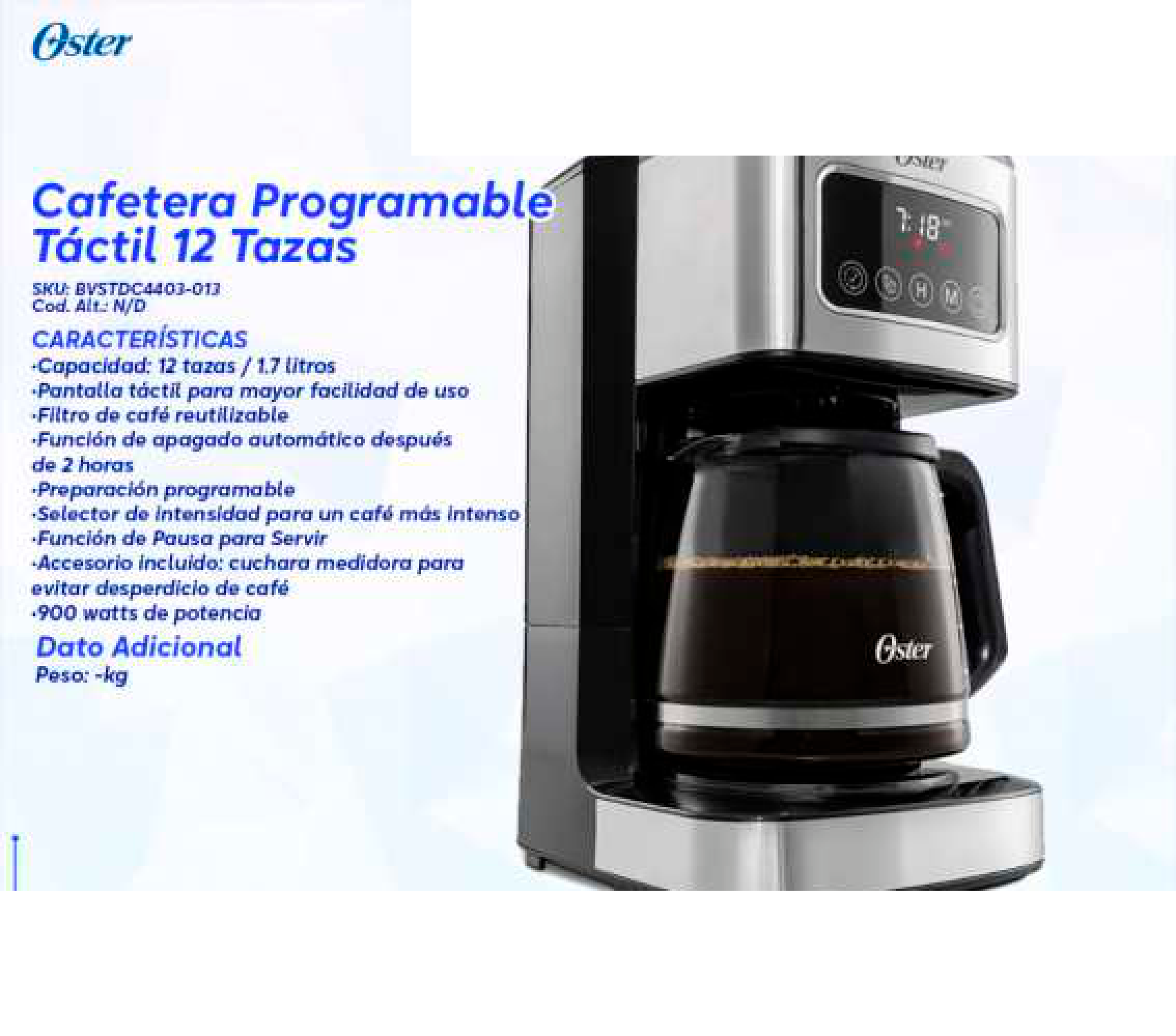 Cafetera Programable Táctil 12 Tazas