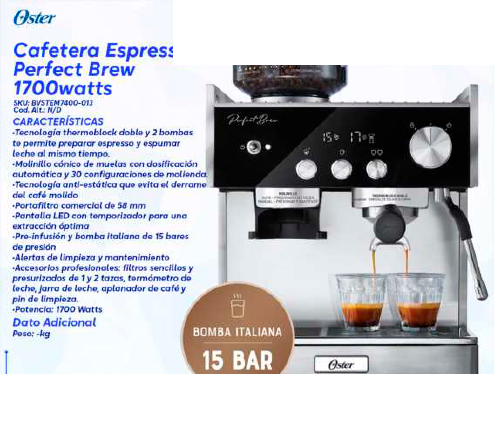 Cafetera Espresso Perfect Brew 1700watts