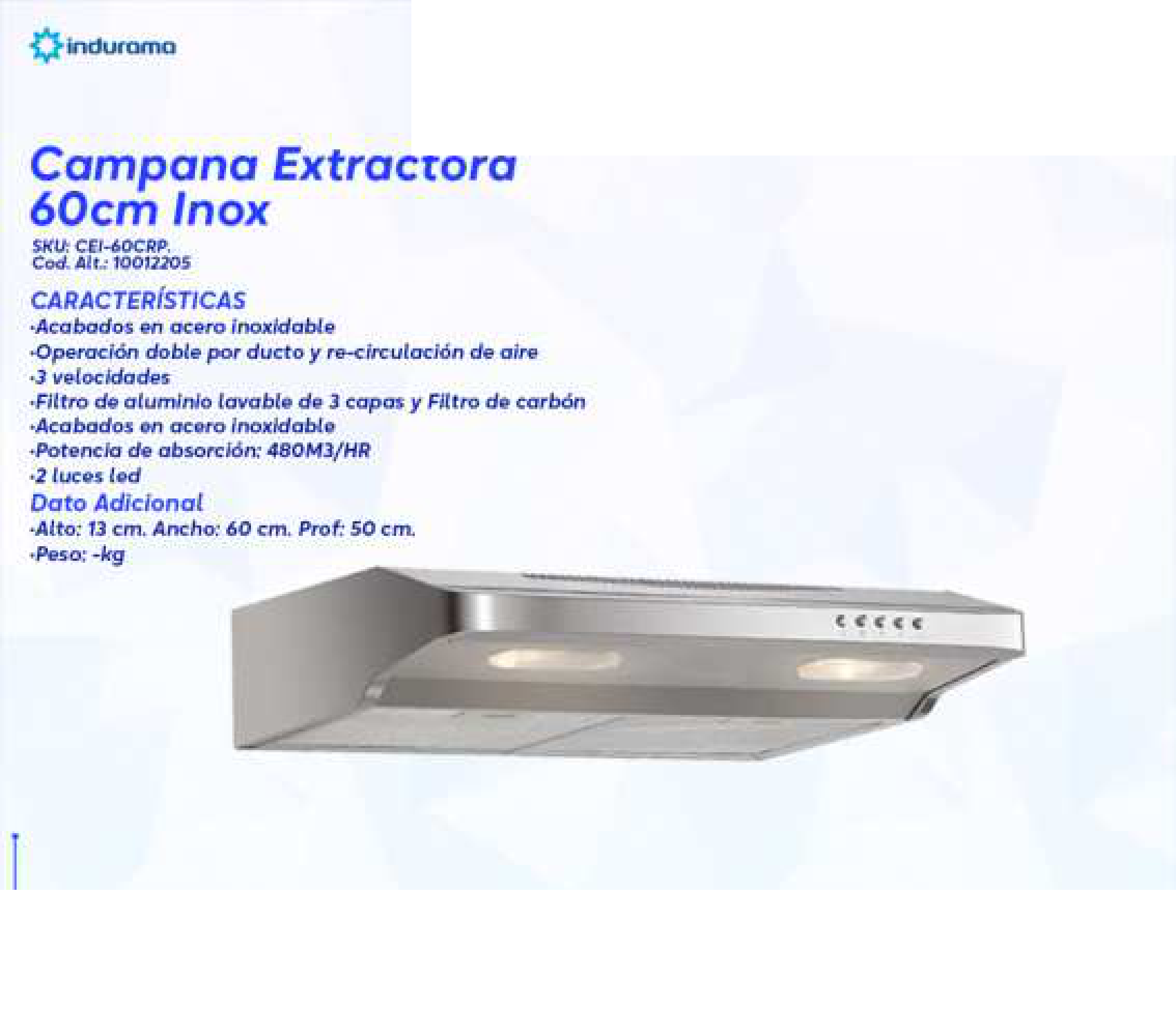 Campana Extractora 60cm Inox