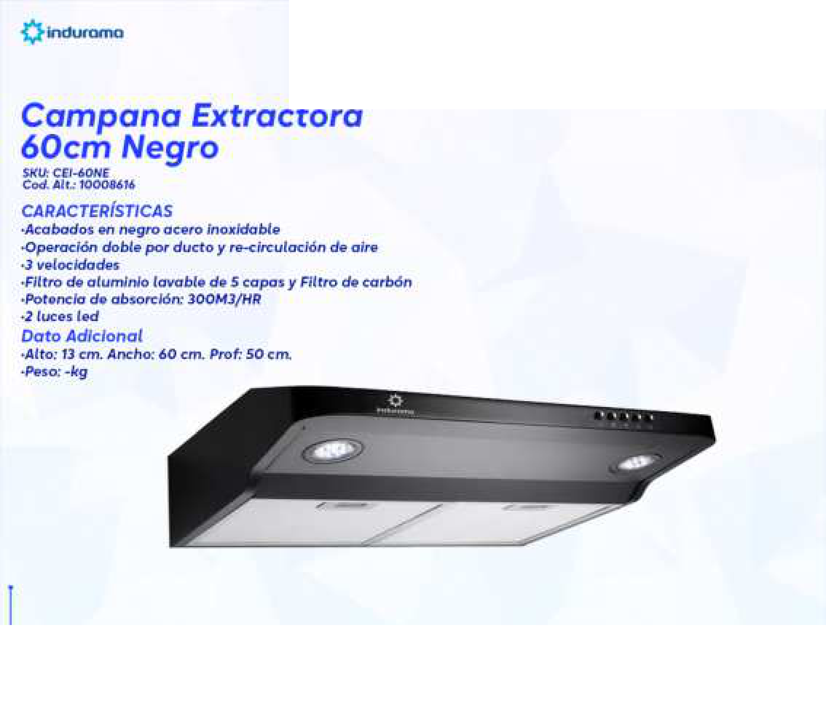 Campana Extractora 60cm Negro