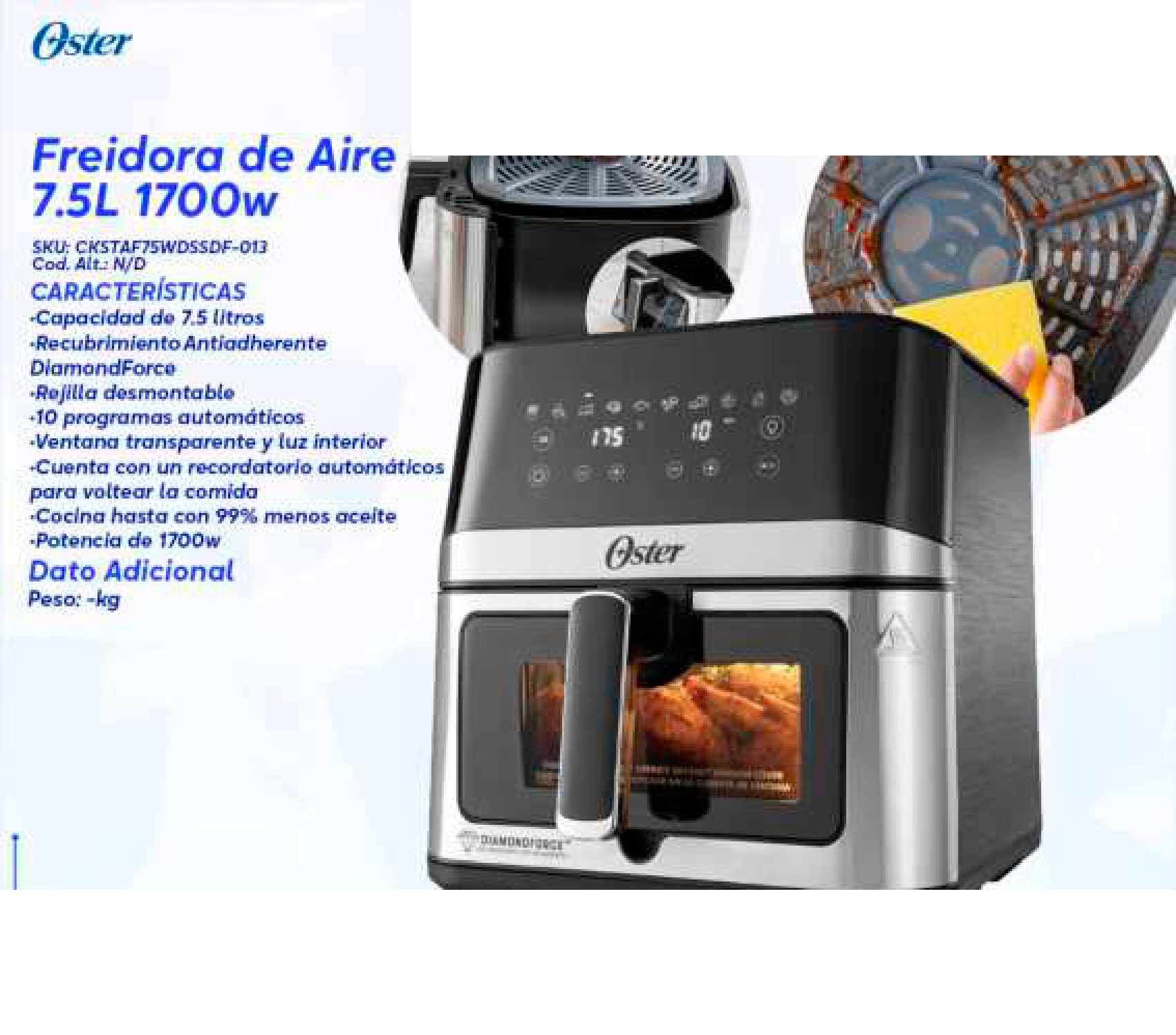 Freidora de Aire 7.5L 1700w