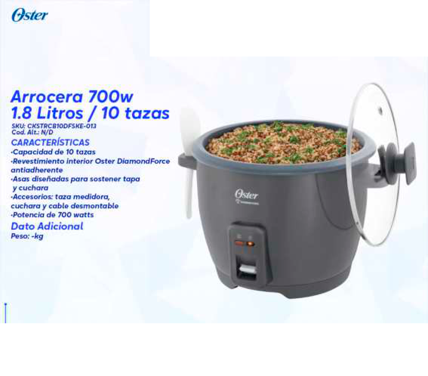 Arrocera 700w 1.8 Litros / 10 tazas